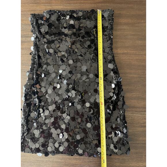 Sequin Dress Womens Small White Fox Black Paillette Mini Party Side Zip Lined - Picture 6 of 8